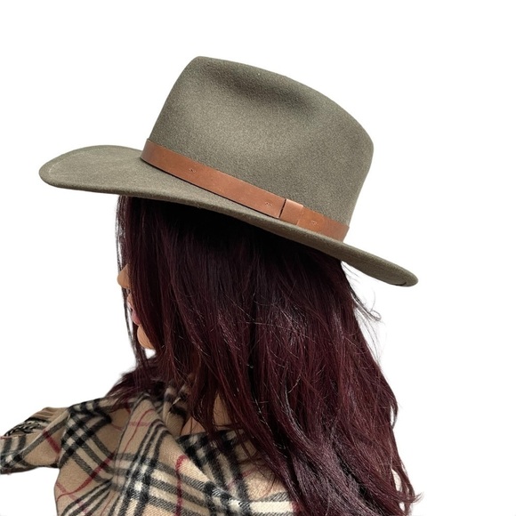 Boutique 100% Wool Olive Fedora Made in USA with Leather Trim NWT Unisex - Picture 3 of 15